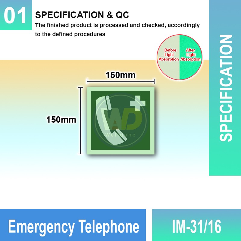 IM-31/16 Emergency Telehpone Sign | Photoluminescent IMO Sign | Welldone
