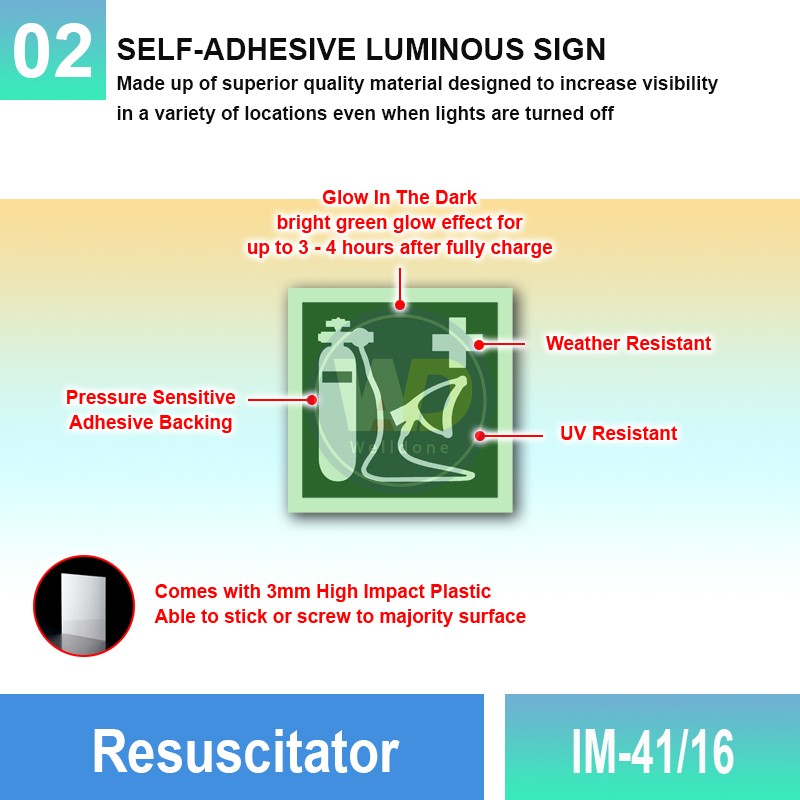 IM-41/16 Resuscitator Sign | Photoluminescent IMO Sign | Welldone