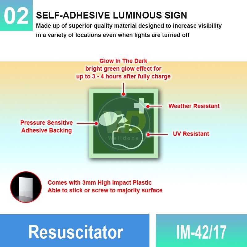IM-42/17 Resuscitator Sign | Photoluminescent IMO Sign | Welldone