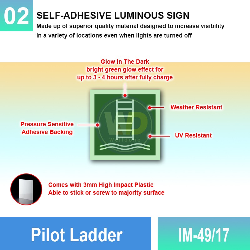 IM-49/17 Pilot Ladder Sign | Photoluminescent IMO Sign | Welldone