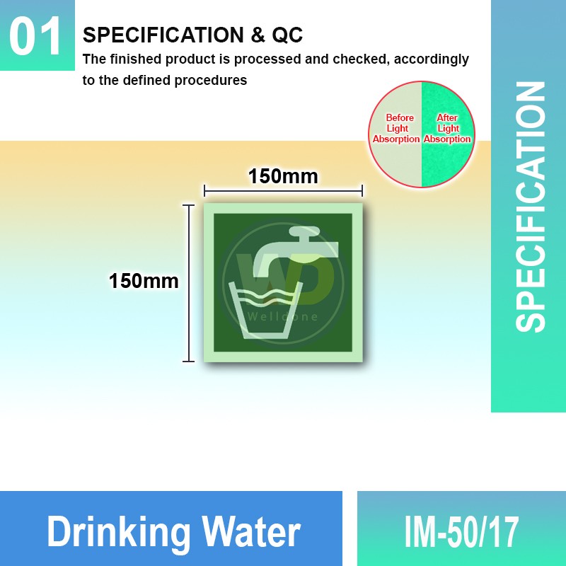 IM-50/17 Drinking Water Sign | Photoluminescent IMO Sign | Welldone