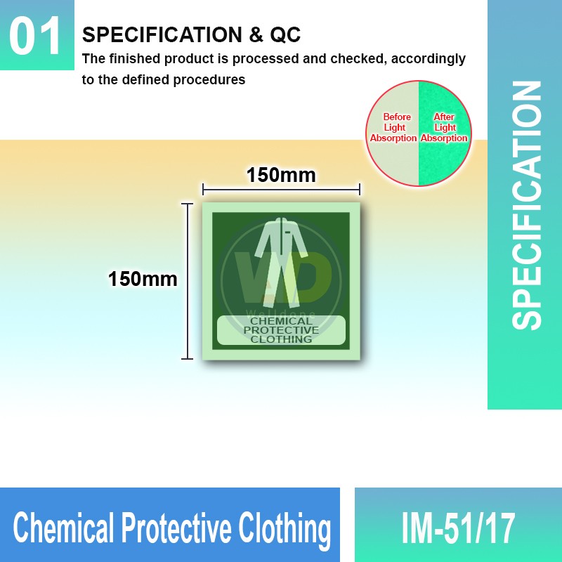 IM-51/17 Chemical Protective Clothing Sign | Photoluminescent IMO Sign | Welldone