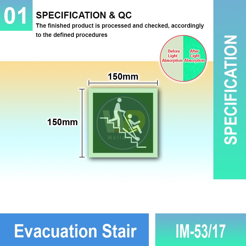 IM-53/17 Evacuation Chair Sign | Photoluminescent IMO Sign | Welldone
