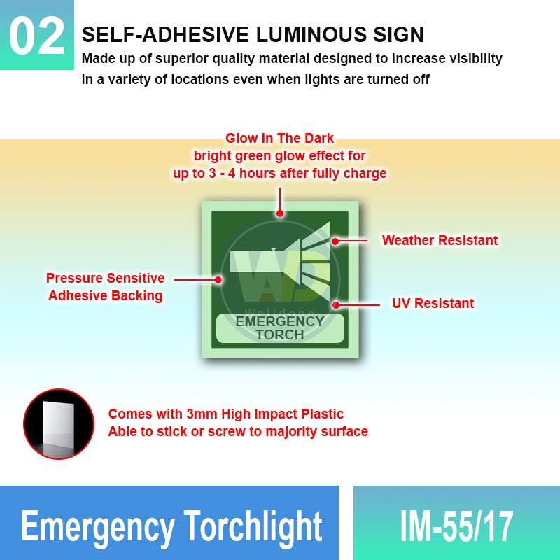 IM-55/17 Emergency Torchlight Sign | Photoluminescent IMO Sign | Welldone