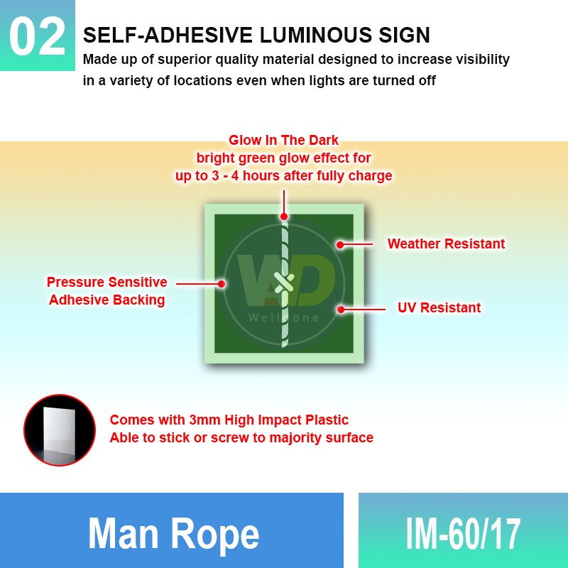 IM-60/17 Man Rope Sign | Photoluminescent IMO Sign | Welldone