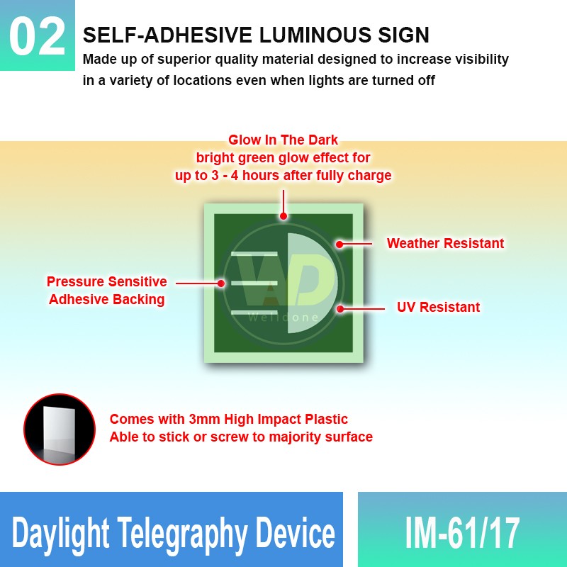 IM-61/17 Daylight Telegraphy Device Sign | Photoluminescent IMO Sign | Welldone
