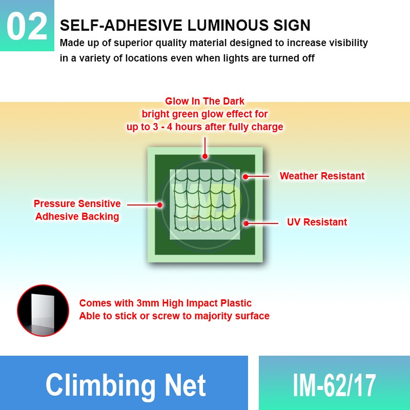 IM-62/18 Climbing Net Sign | Photoluminescent IMO Sign | Welldone
