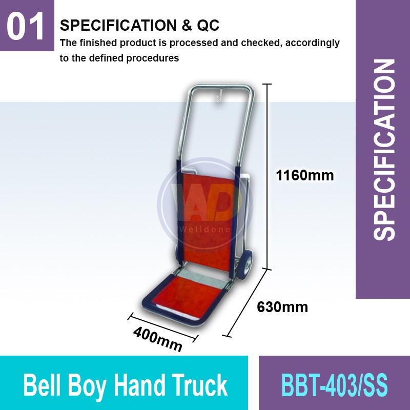 BBT-403/SS Bell Boy Hand Trolley | Quality Trolley Cart MY | Welldone