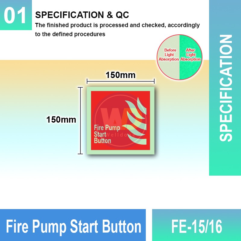 FE-15/16 Fire Pump Start Station | Fire Fighting EQPT Sign MY | Welldone