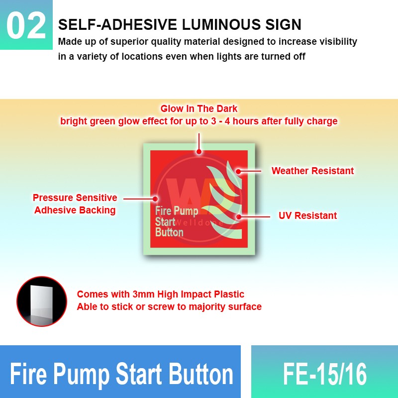 FE-15/16 Fire Pump Start Station | Fire Fighting EQPT Sign MY | Welldone