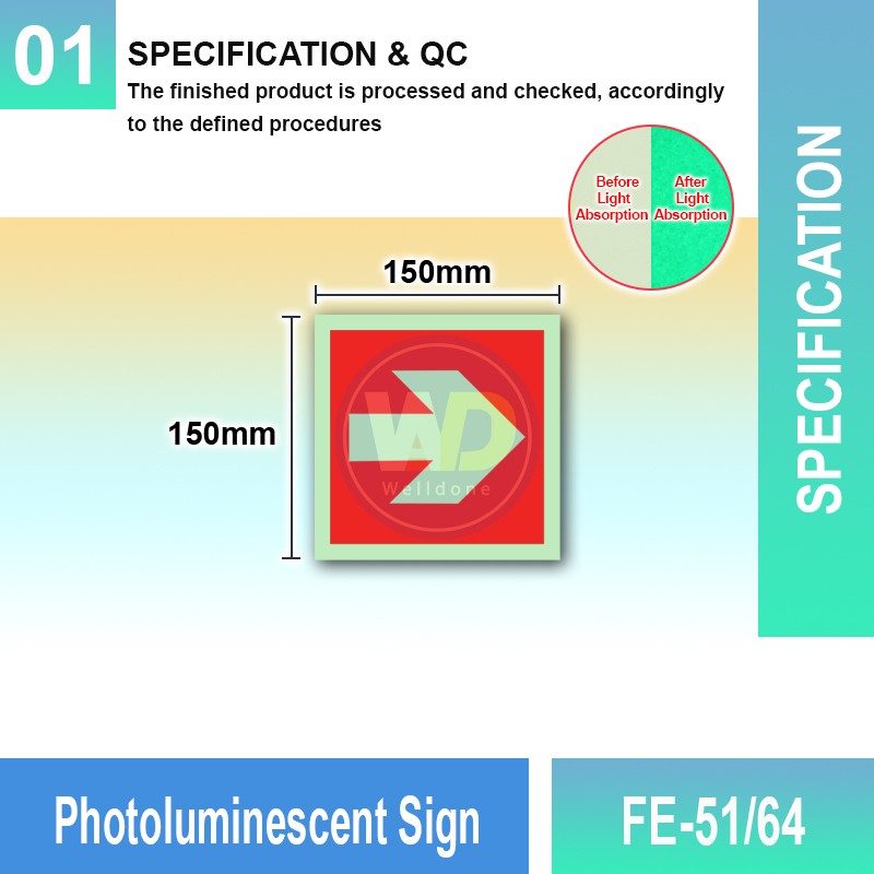 FE-51/64 Photoluminescent Sign | Fire Fighting EQPT Sign MY | Welldone