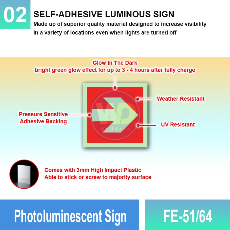 FE-51/64 Photoluminescent Sign | Fire Fighting EQPT Sign MY | Welldone