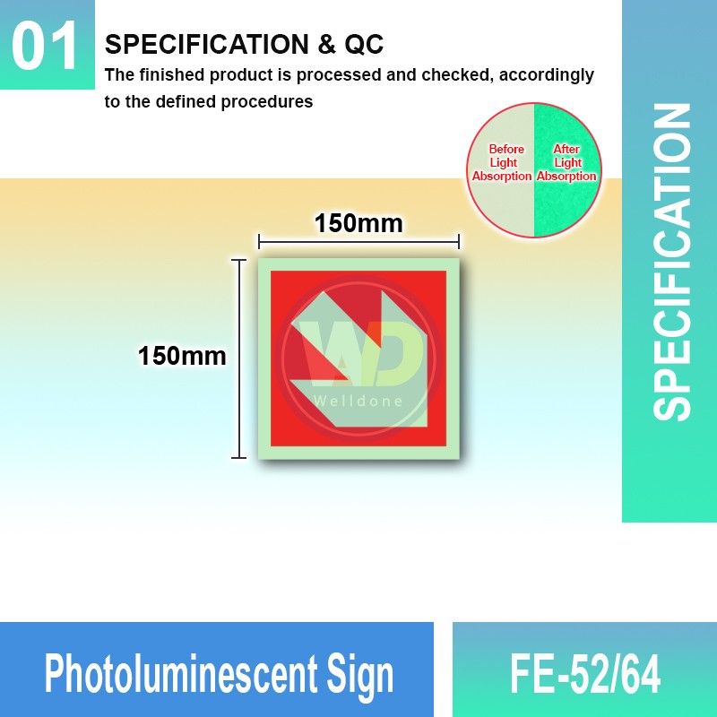 FE-52/64 Photoluminescent Sign | Fire Fighting EQPT Sign MY | Welldone