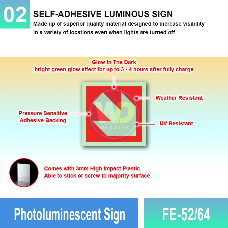 FE-52/64 Photoluminescent Sign | Fire Fighting EQPT Sign MY | Welldone