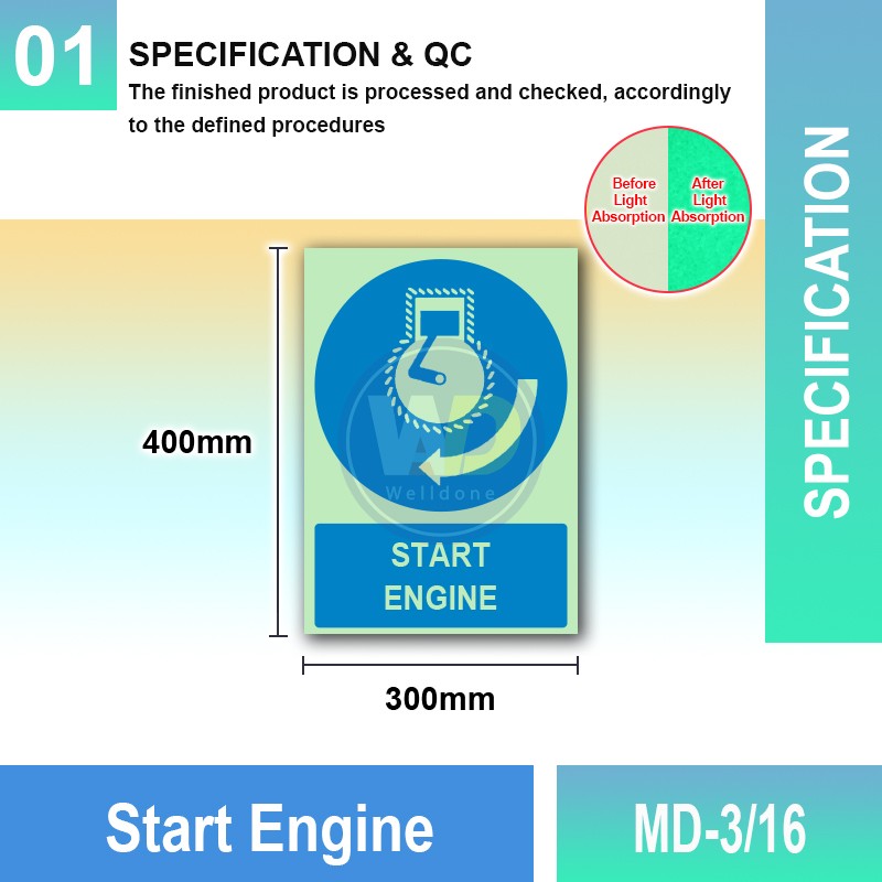 MD-3/16 Start Engine | IMO Sign | Mandatory Sign MY | Welldone