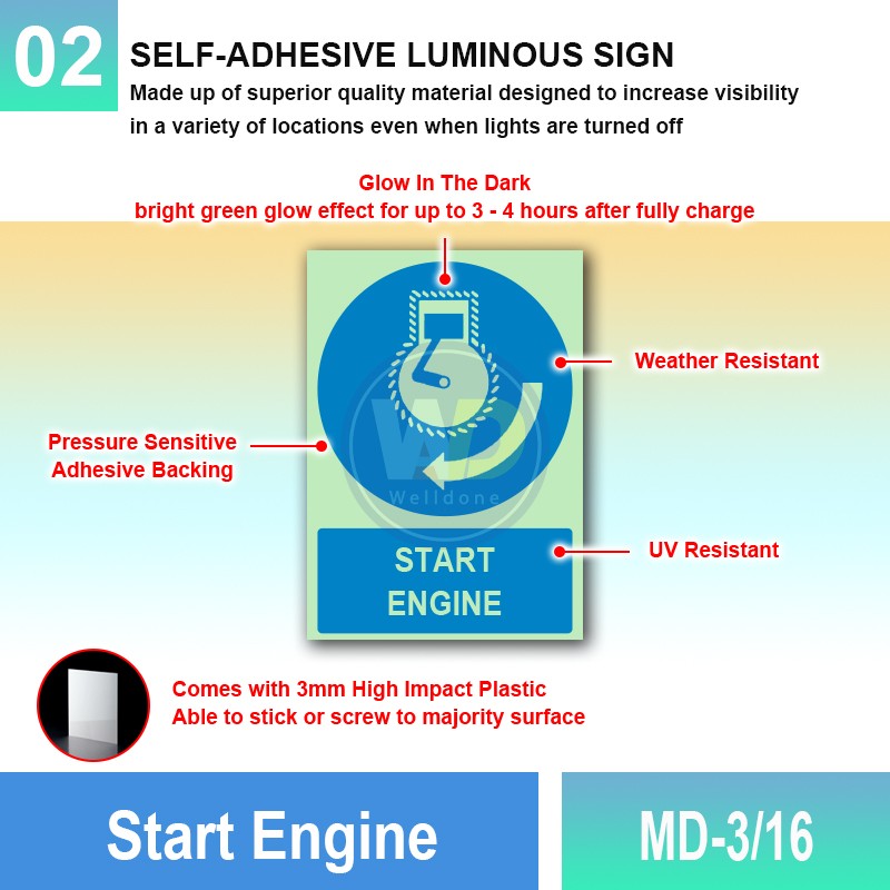 Start Engine (IMO Sign) - MD-3/16 | Welldone Start Engine (IMO Sign) - MD-3/16 | Welldone