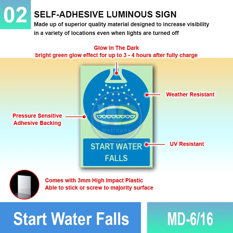 MD-6/16 Start Water Falls | IMO Sign | Mandatory Sign MY | Welldone