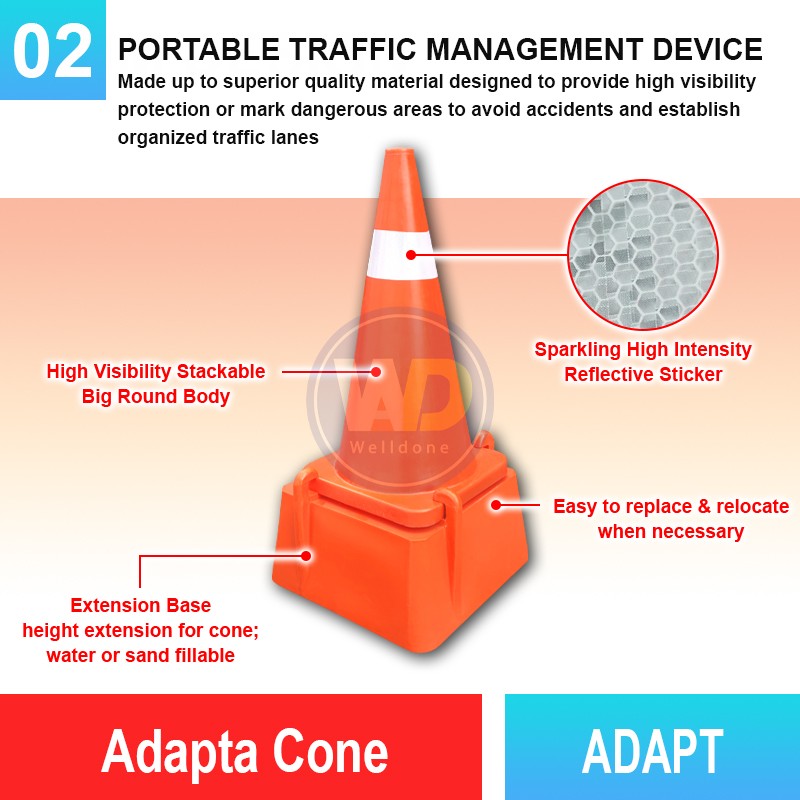 ADAPT Adapta Cone | Quality Road Safety Cone Malaysia | Welldone