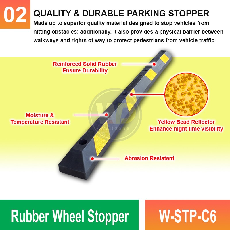 W-STP-C6 Rubber Wheel Stopper | Quality Parking Stopper MY - Welldone