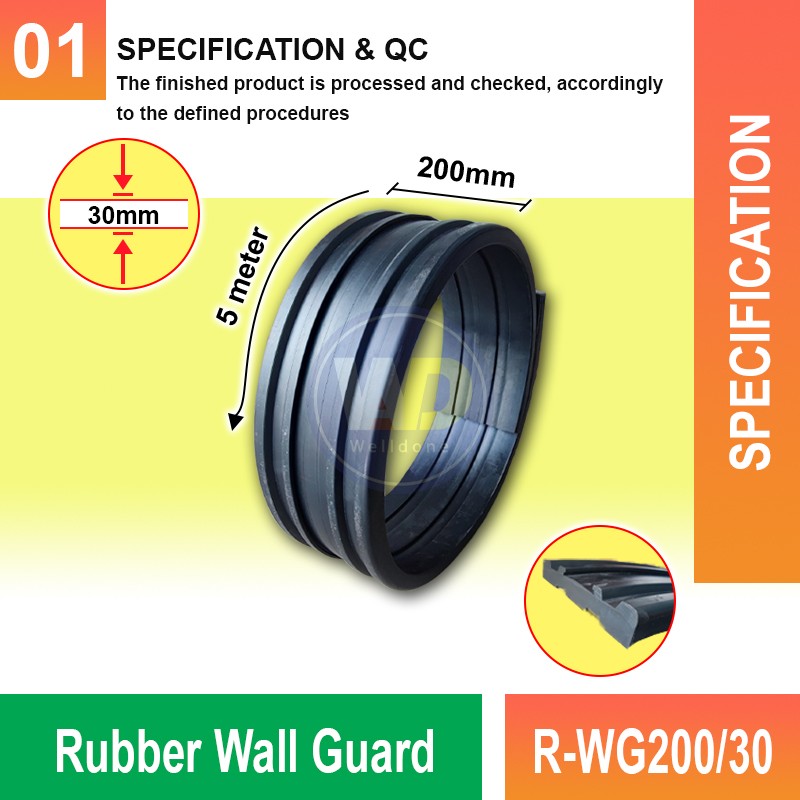 R-WG200/30 Rubber Wall Guard | Impact Protection Solutions | Welldone