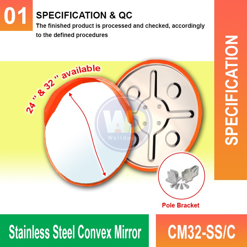 CM32-SS/C Stainless Steel Convex Mirror | Quality Safety Mirror MY | Welldone