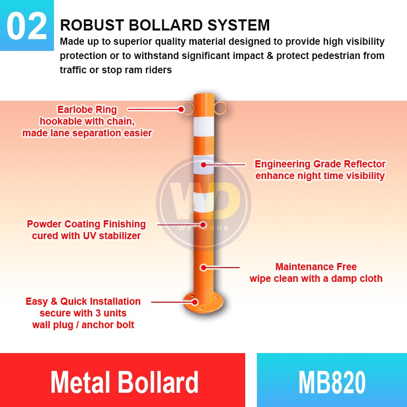 MB-820 Metal Bollard | Quality Safety Bollard Malaysia | Welldone