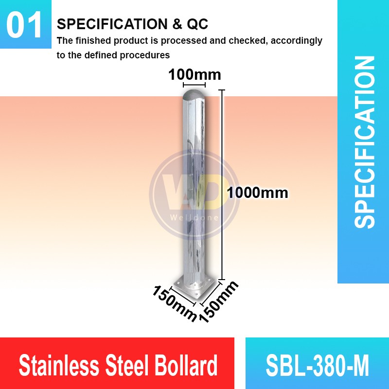 SBL-380-M Stainless Steel Bollard | Quality Safety Bollard MY | Welldone