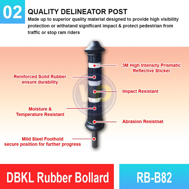 RB-B82 DBKL Rubber Bollard | Quality Safety Bollard MY | Welldone