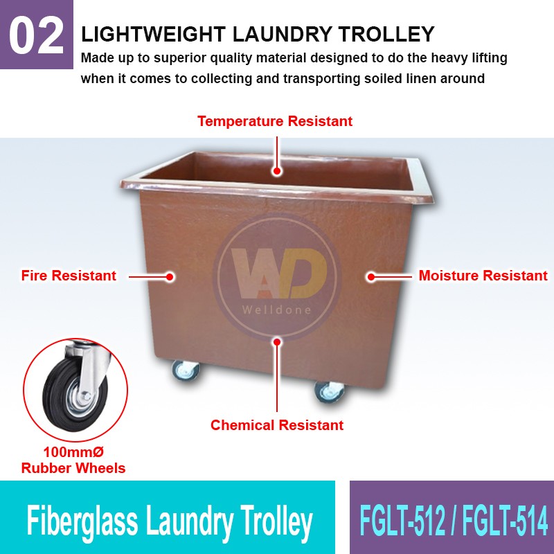 FGLT-512/FG Fiberglass Laundry Trolley | Quality Trolley Cart MY | Welldone