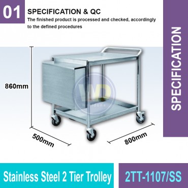 Stainless Steel 2 Tier Trolley