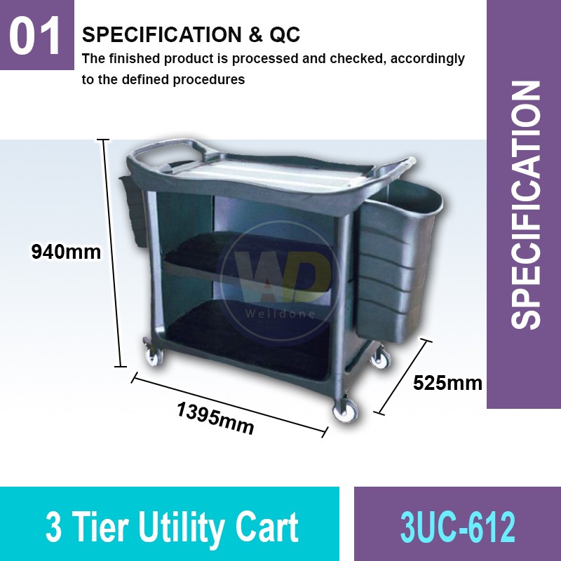 3UC-612 3 Tier Utility Cart | Quality Kitchen Trolley MY | Welldone