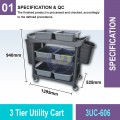 3UC-606 3 Tier Utility Cart | Quality Kitchen Trolley MY | Welldone