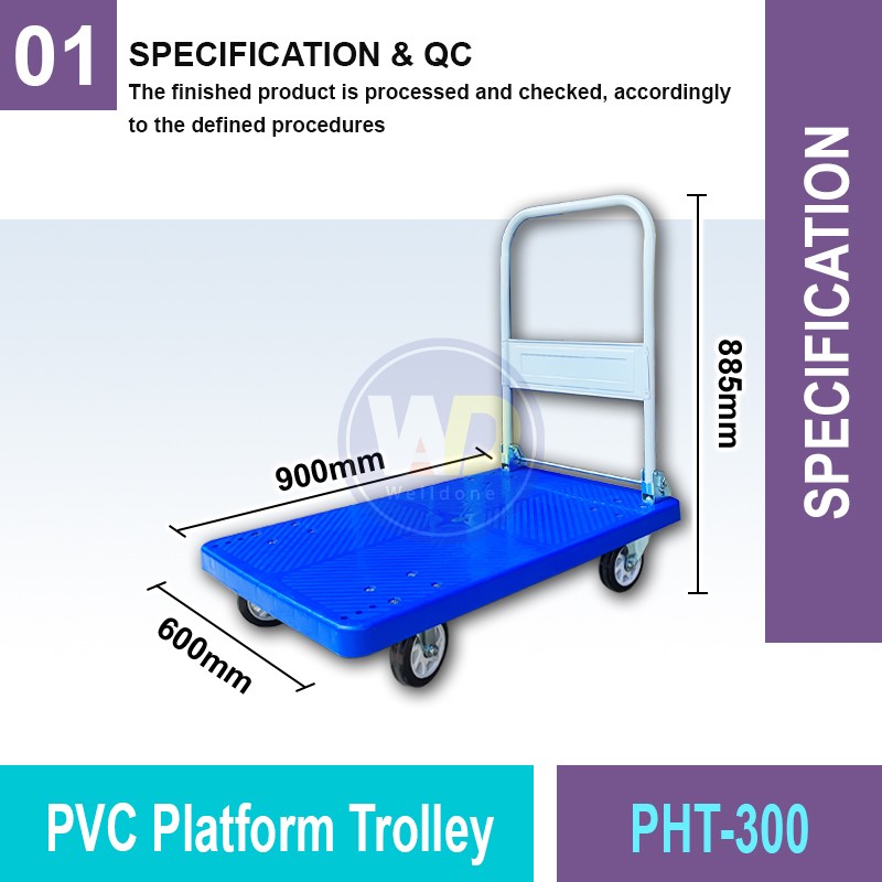 PHT-300 PVC Platform Trolley 300KG | Quality Trolley Cart MY | Welldone