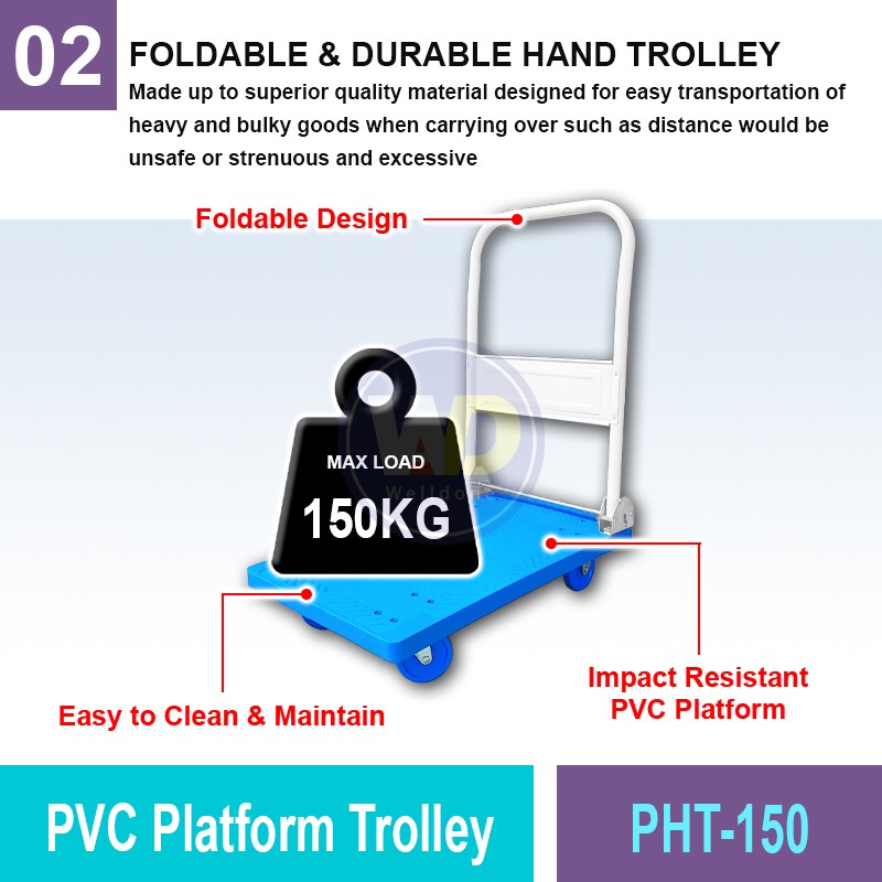 PHT-150 PVC Platform Trolley 150KG | Quality Trolley Cart MY | Welldone
