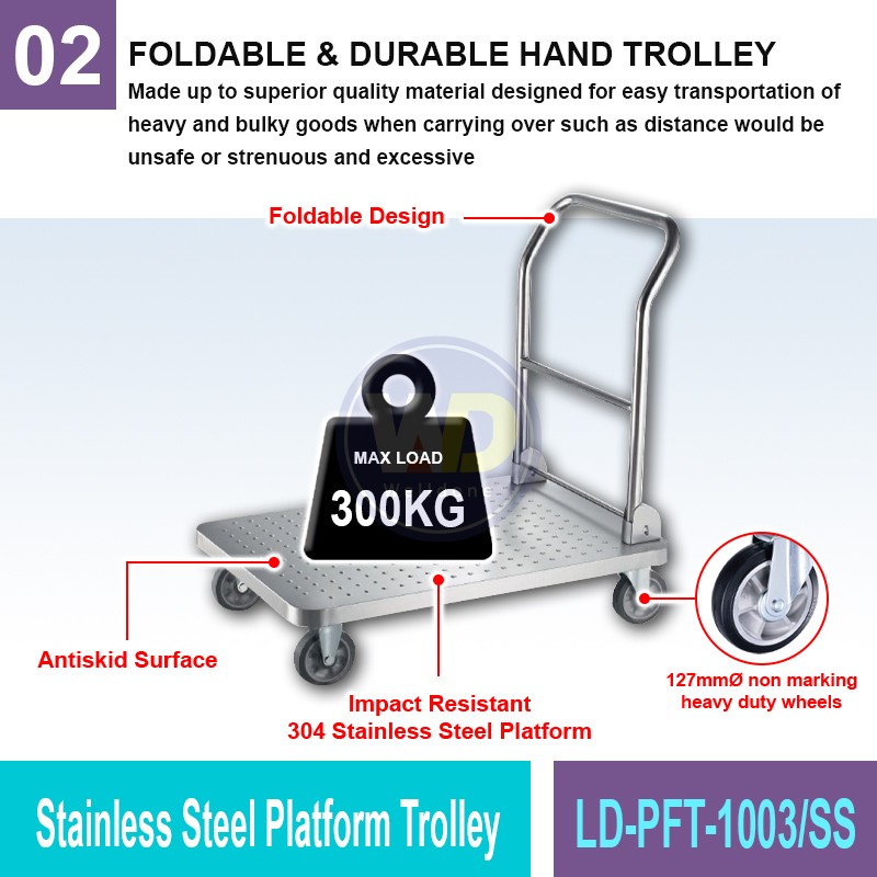LD-PFT-1003/SS Stainless Steel Platform Trolley | Welldone