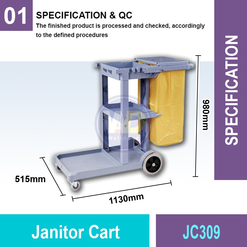 JC309 Janitor Cart | Quality Service Trolley Malaysia | Welldone