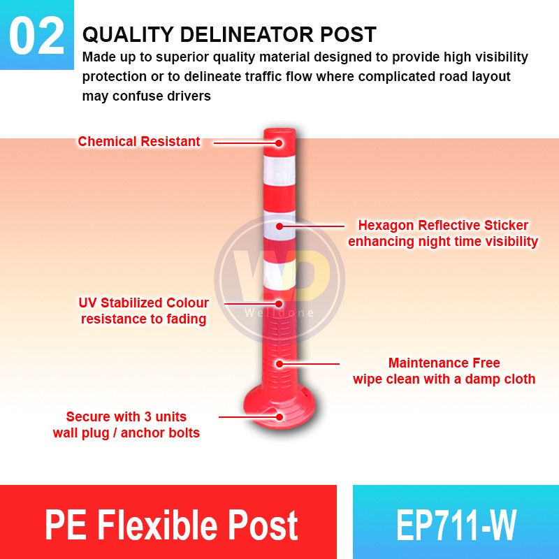 EP711-W PE Flexible Post | Quality Safety Bollard Malaysia | Welldone