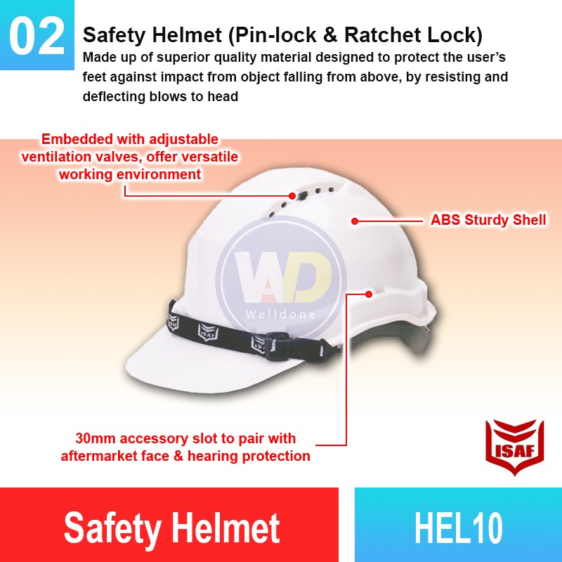 HEL10 Safety Helmet w SIRIM | Head Protection Equipment MY | Welldone