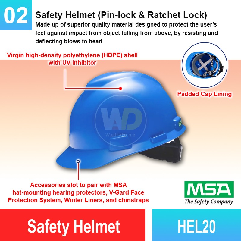 HEL20 Safety Helmet w SIRIM | Head Protection Equipment MY | Welldone