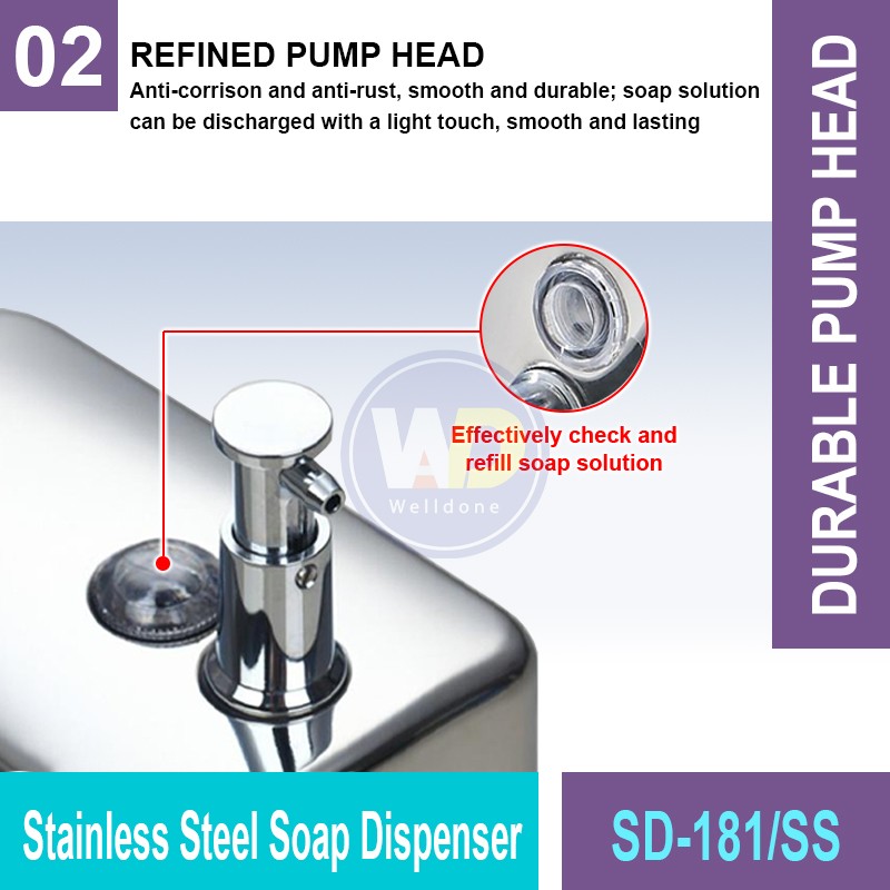 SD-181/SS Stainless Steel Soap Dispenser | Welldone