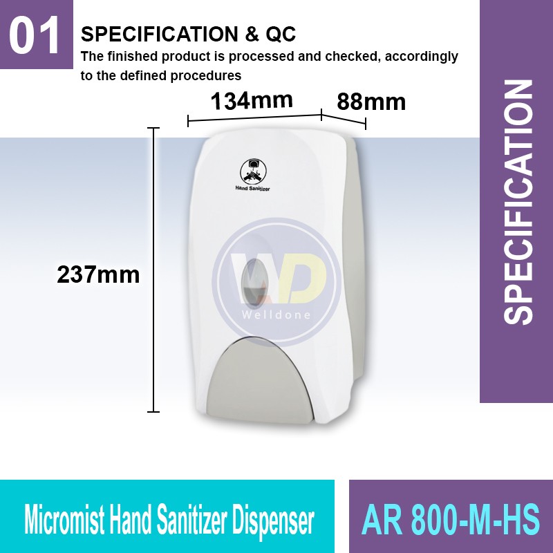 AR 800-L4-HS Micromist Hand Sanitizer Dispenser | Welldone