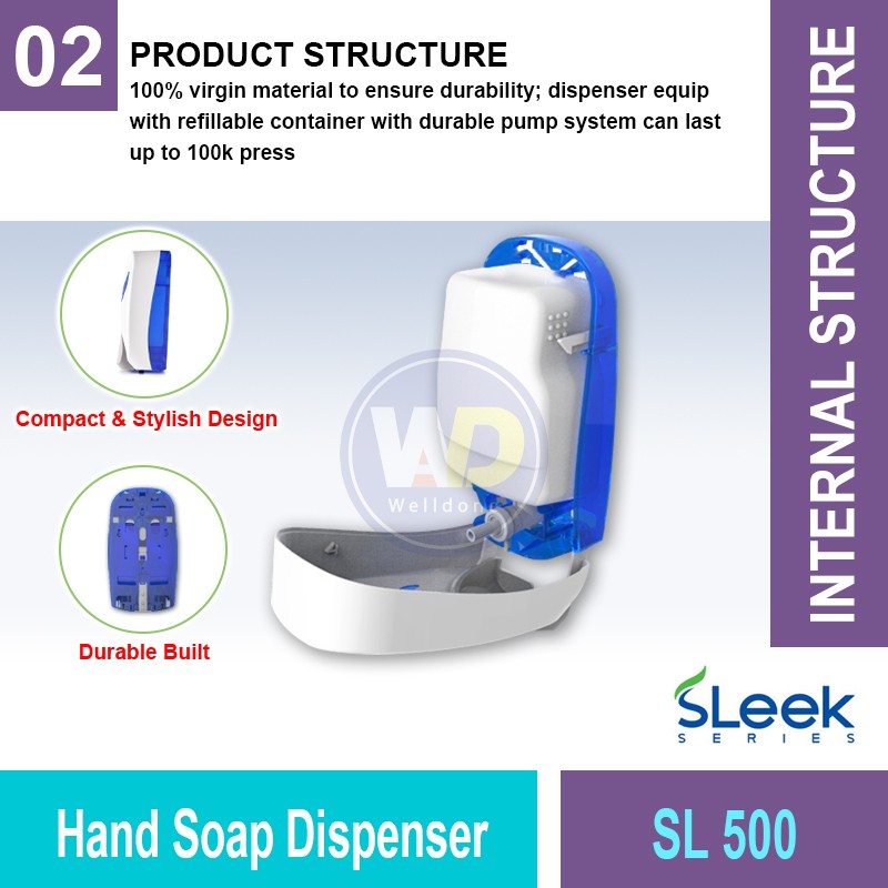 SL 500 Hand Soap Dispenser | Quality Washroom Dispenser MY | Welldone