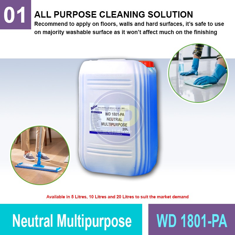 WD 1801-PA Neutral Multipurpose Cleaner | Quality Detergent MY | Welldone