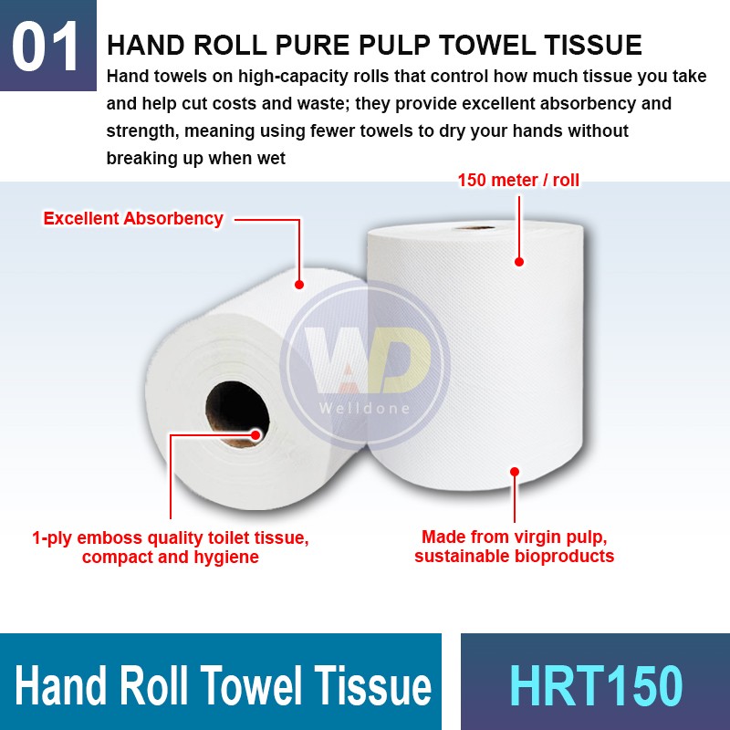 HRT150 Hand Roll Towel Tissue | Quality Paper Towel MY | Welldone