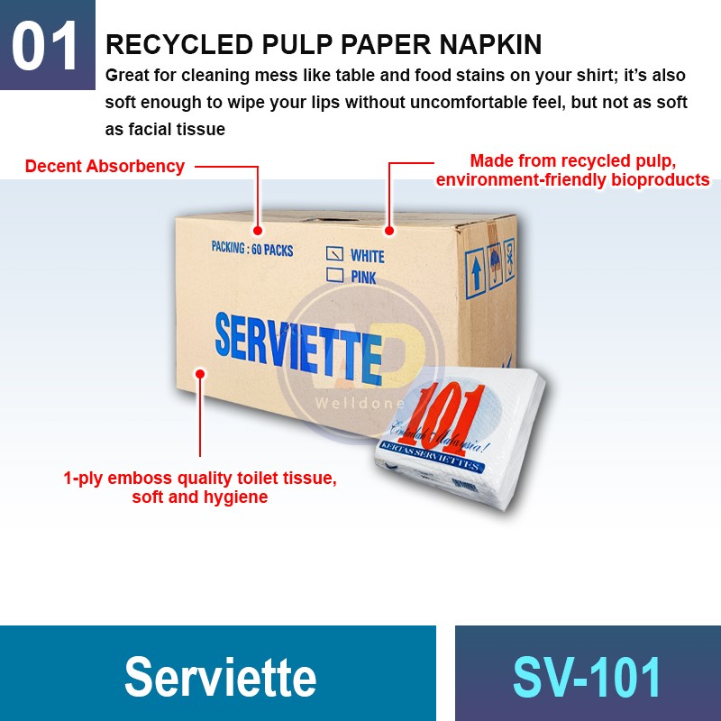 SV-101 Serviette | Quality Paper Towel Tissue Malaysia | Welldone
