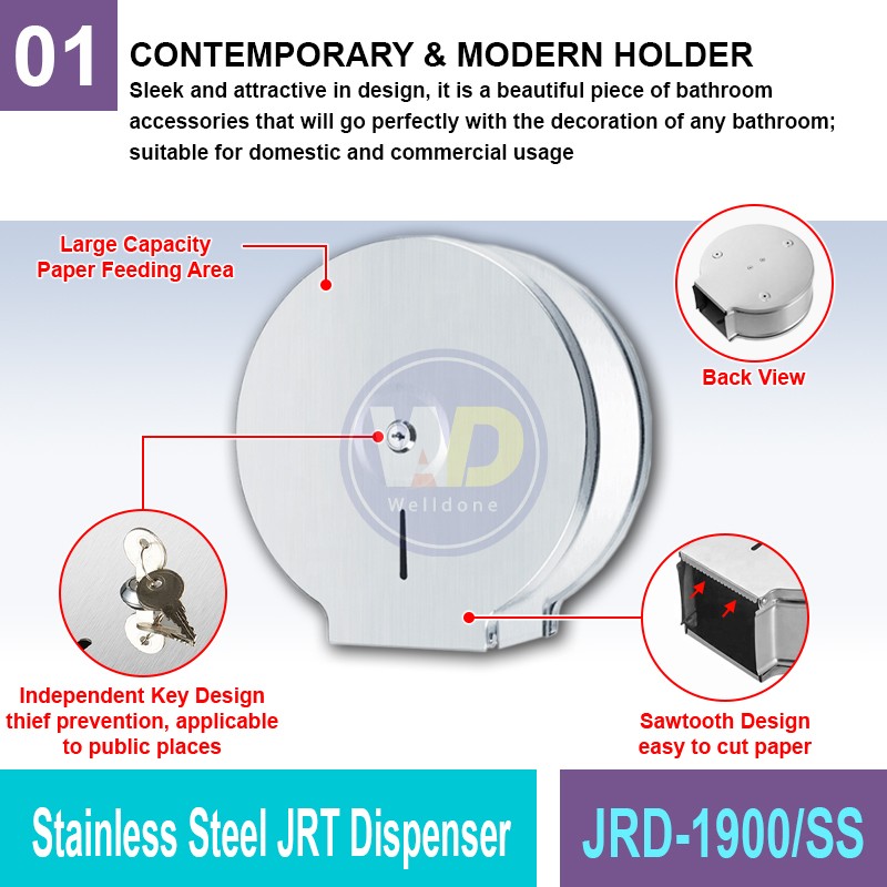 JRD-1900/SS Stainless Steel JRT Dispenser | Bathroom Accessories MY | Welldone