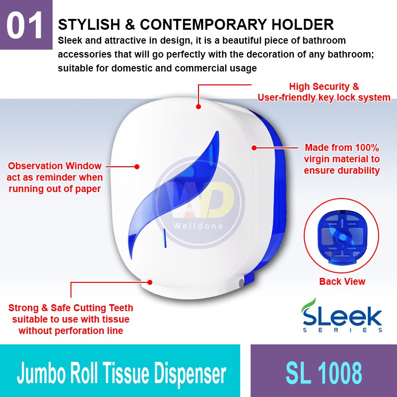 SL 1008 Jumbo Roll Tissue Dispenser | Washroom Accessories MY | Welldone