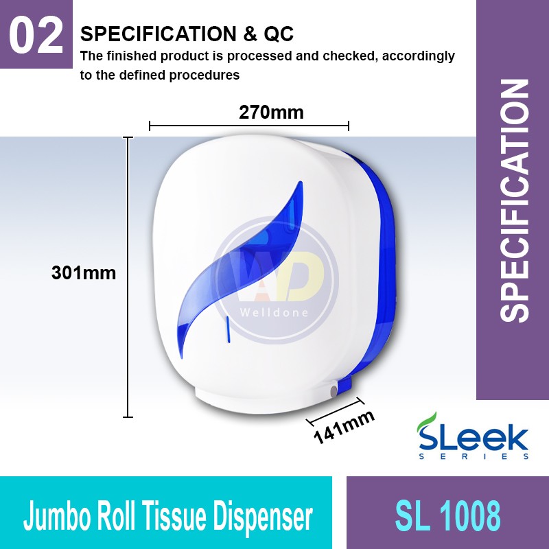 SL 1008 Jumbo Roll Tissue Dispenser | Washroom Accessories MY | Welldone