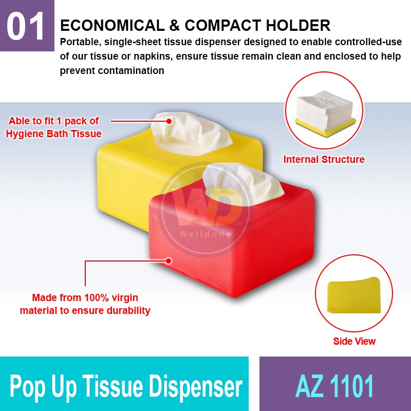 AZ 1101 Pop Up Tissue Dispenser | Tabletop Dispenser MY | Welldone