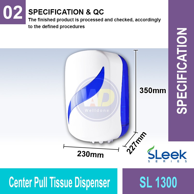 SL 1300 Center Pull Tissue Dispenser | Washroom Accessories MY | Welldone